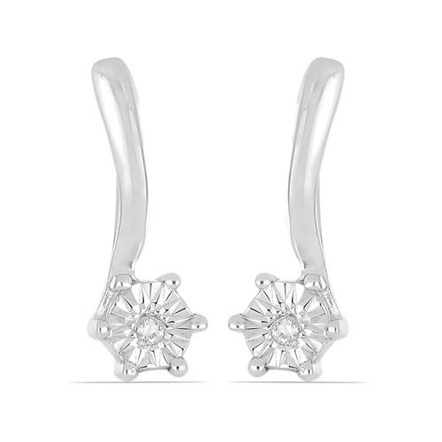 BUY 925 SILVER NATURAL WHITE DIAMOND DOUBLE CUT EARRINGS